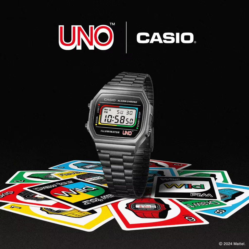 CASIO A168 Gunmetal UNO Collab
