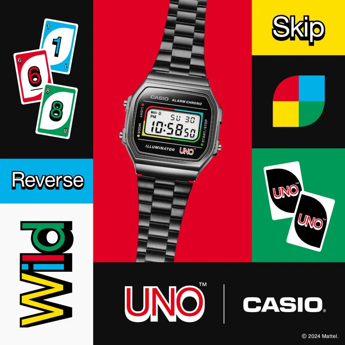 CASIO A168 Gunmetal UNO Collab