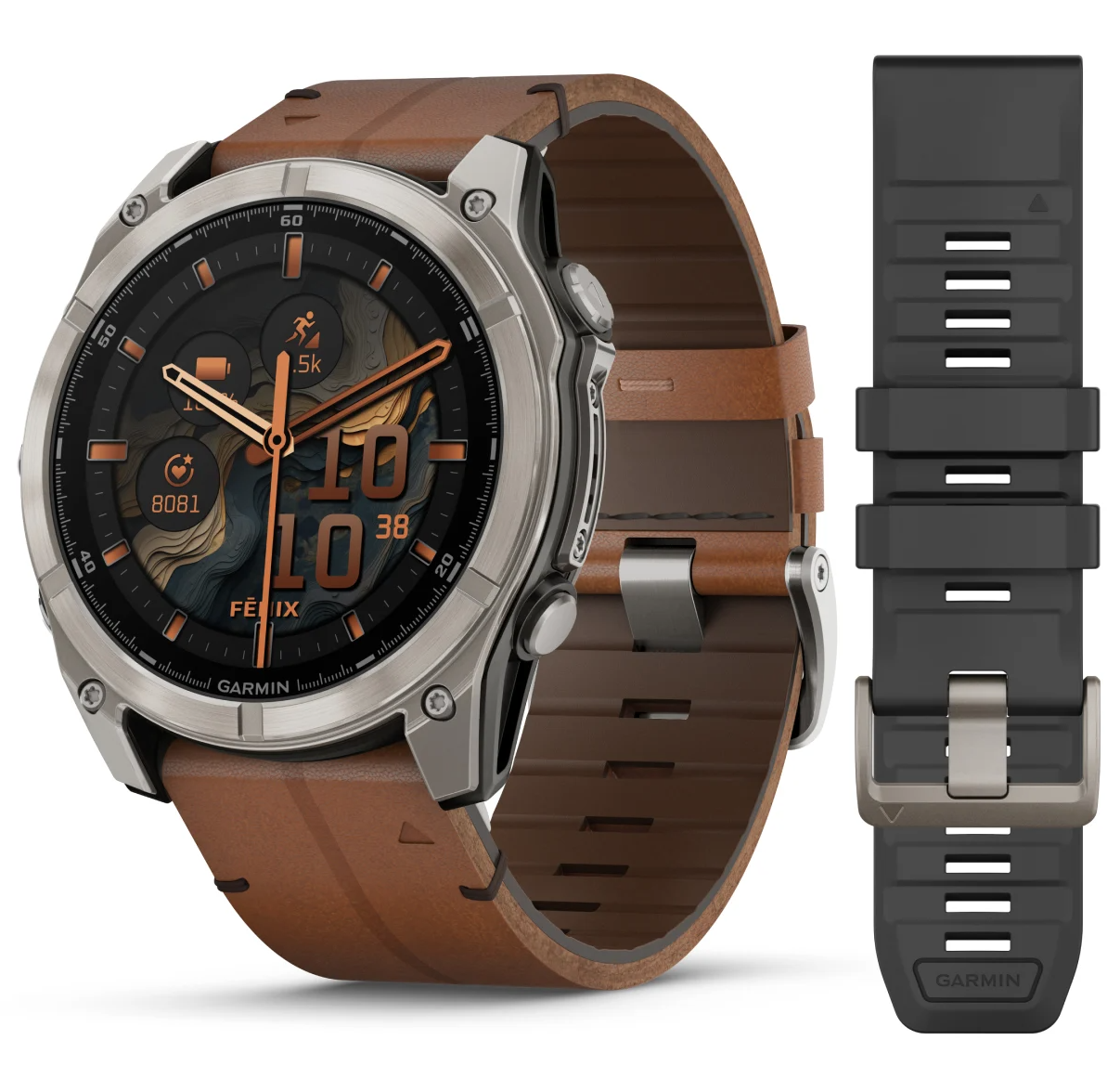 Garmin Fenix 8 51mm Sapphire AMOLED Smartwatch - Titanium Leather