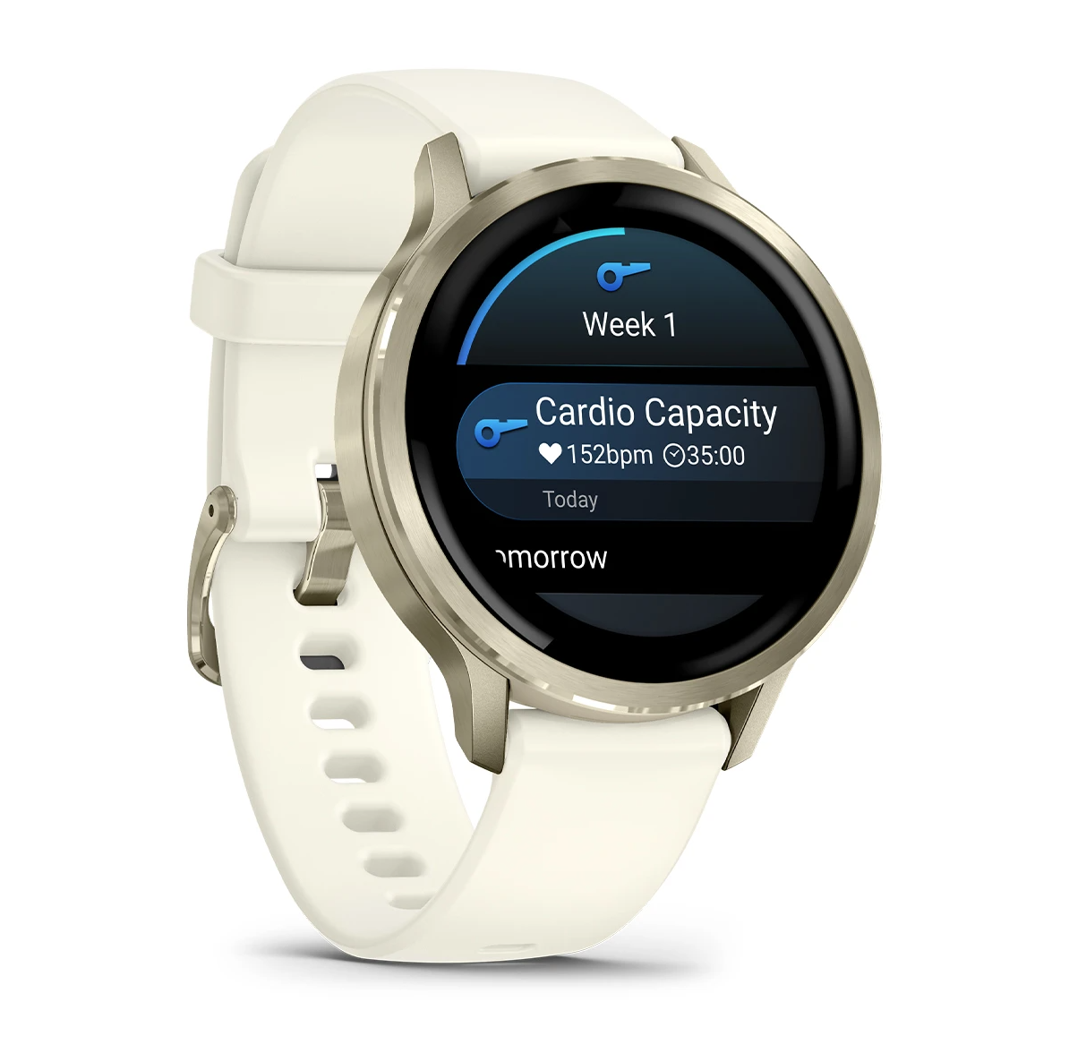 Garmin Venu 4 AMOLED - 41mm - Lunar Gold Bezel with Bone Silicone Band